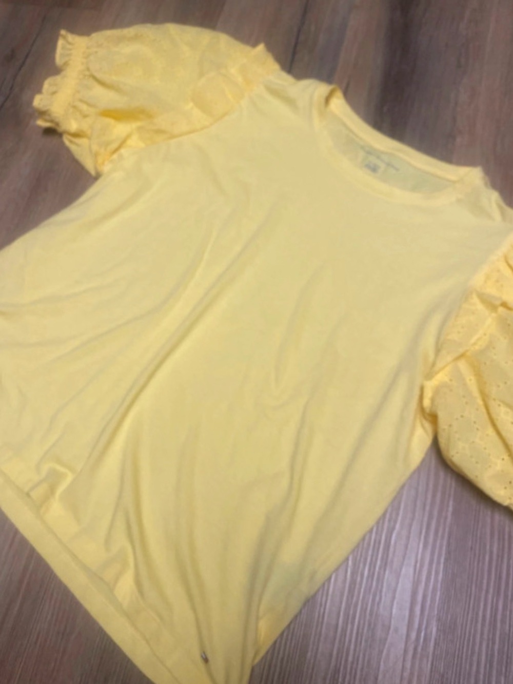 Womens Tommy Hilfiger Yellow Puff Sleeve Top - Casual Cute Tee XL NWOT - Picture 4 of 7